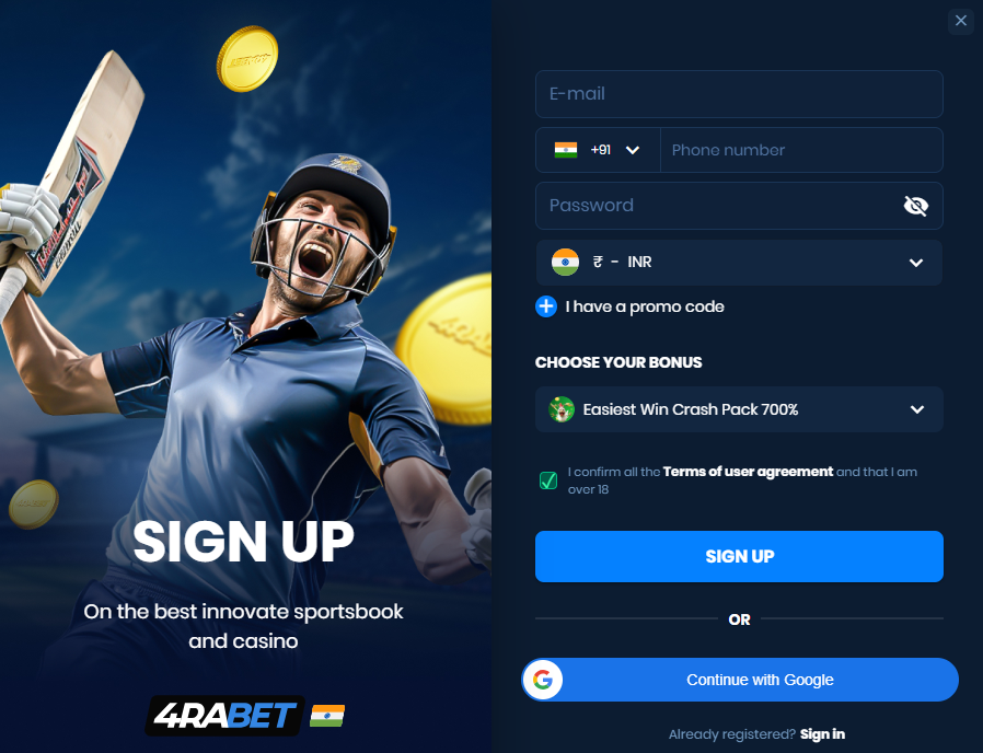 4rabet register