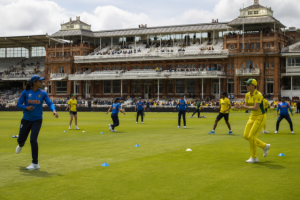 Generic Australia and India women players warming up before an ICC Women's T20 World Cup match at Lord's.