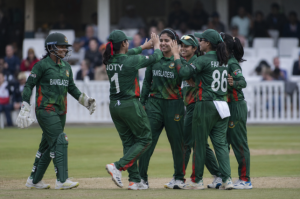 Bangladesh Women celebrate during their unbeaten Scotland Tri-Series campaign.