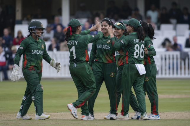 Bangladesh Women celebrate during their unbeaten Scotland Tri-Series campaign.