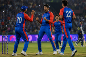 Delhi Capitals bowlers celebrate during a crucial IPL 2026 playoff race match.