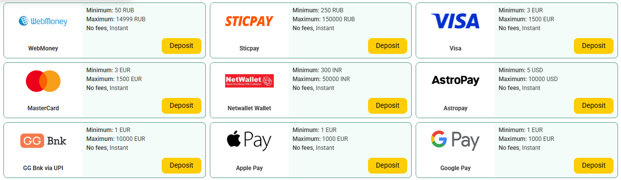 deposit methods