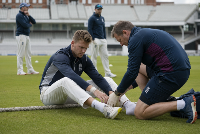 Generic England fast bowler during training before the India Test series as betting markets react to injury concerns.