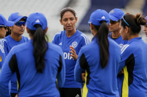 India captain Harmanpreet Kaur during training ahead of the Women's T20 World Cup match against Pakistan.