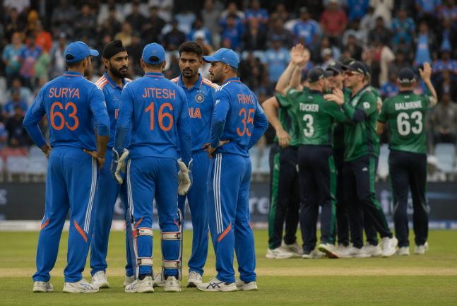 Generic India players regroup during the T20I against Ireland after struggling to adapt to Belfast conditions