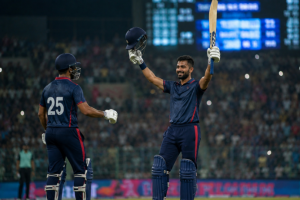 Generic IPL batters celebrate during a record-breaking T20 season.