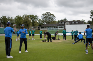 Generic India and Ireland players warming up before the first T20 international in Belfast.