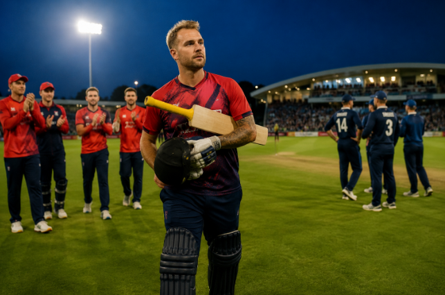 Lancashire batter celebrates after a match-winning innings against Durham in the Vitality Blast.
