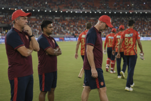 Punjab Kings coaching staff react after a damaging IPL 2026 playoff setback.