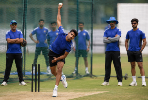 An Indian fast bowler trains ahead of the Ireland and England T20I series after a late squad change.