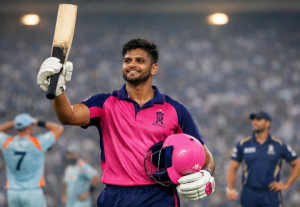 Rajasthan Royals batter celebrates after a match-changing IPL innings that shifted playoff betting markets.
