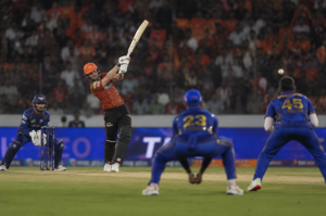 Sunrisers Hyderabad batters attack aggressively during an IPL 2026 powerplay.