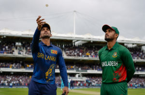 Captains gather for the toss before a decisive Sri Lanka versus Bangladesh T20 international.