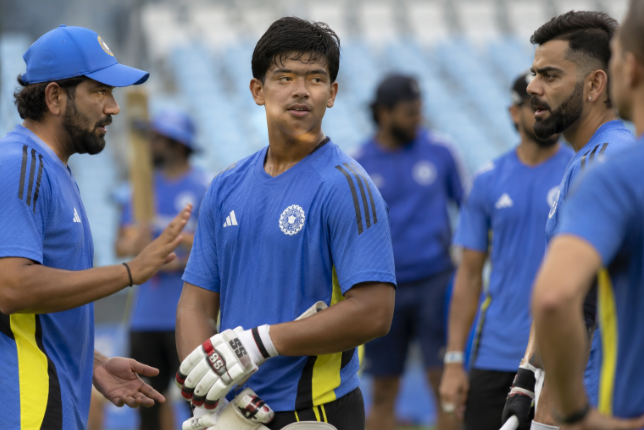 Generic teenage India batter trains with the senior squad before a T20 international.