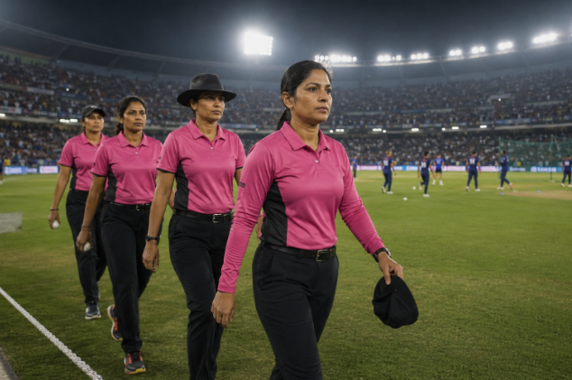 Women’s T20 World Cup match officials arrive before an international cricket match as betting markets analyse tournament conditions